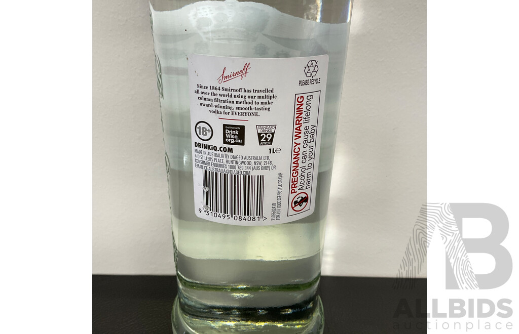 HARD RATED Lemon 375ML, SMIRNOFF Vodka 1L, VODKA O 1L - LOT of 3