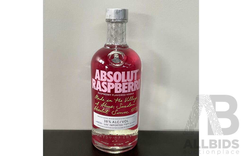 VODKA O 1L, ABSOLUT RASPBERRI 700ML, SMIRNOFF VODKA RASPBERRY CRUSH 700ML - LOT of 3