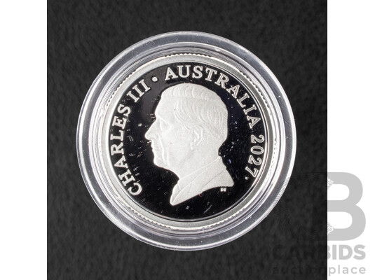 Australian 2027 Silver Proof Coloured One Dollar Coin, Bluey Cricket .999
