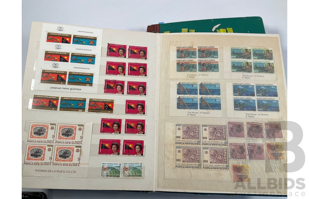 Two Albums of Vintage Papua New Guinea Stamps Including Mint Sheets, Blocks, Sets, One and Two Dollars, Stamp Packs