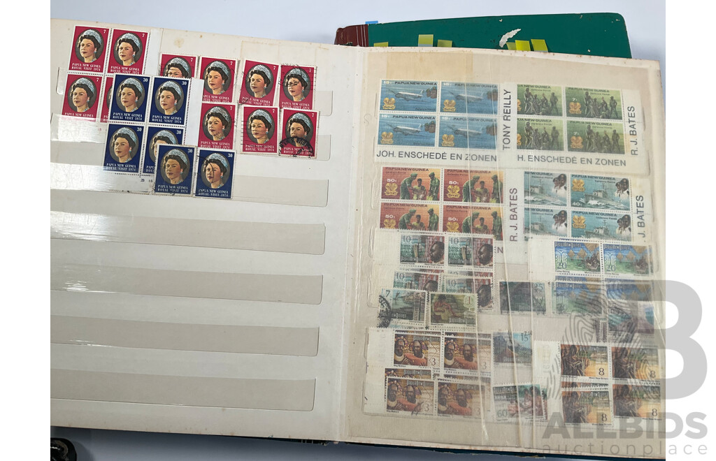 Two Albums of Vintage Papua New Guinea Stamps Including Mint Sheets, Blocks, Sets, One and Two Dollars, Stamp Packs