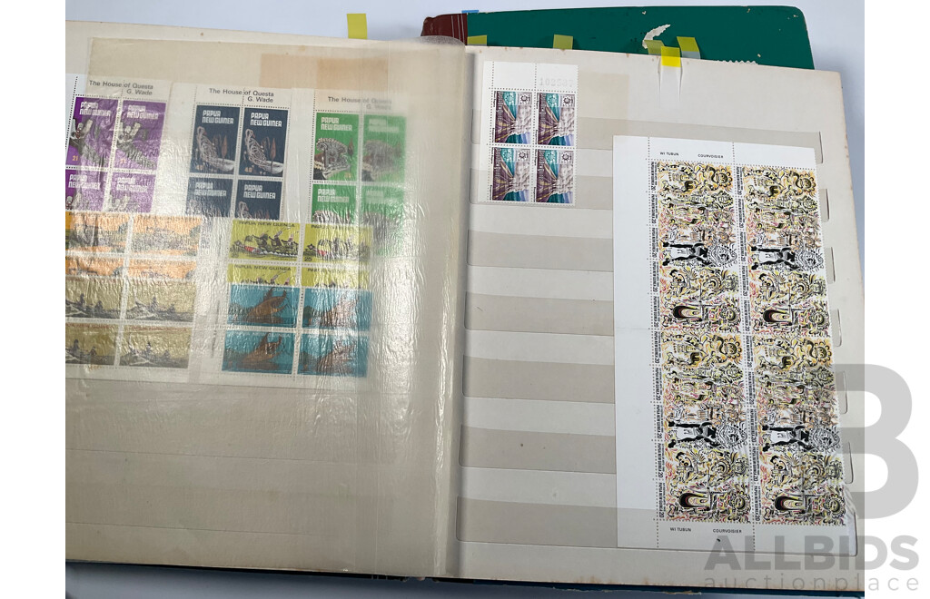 Two Albums of Vintage Papua New Guinea Stamps Including Mint Sheets, Blocks, Sets, One and Two Dollars, Stamp Packs