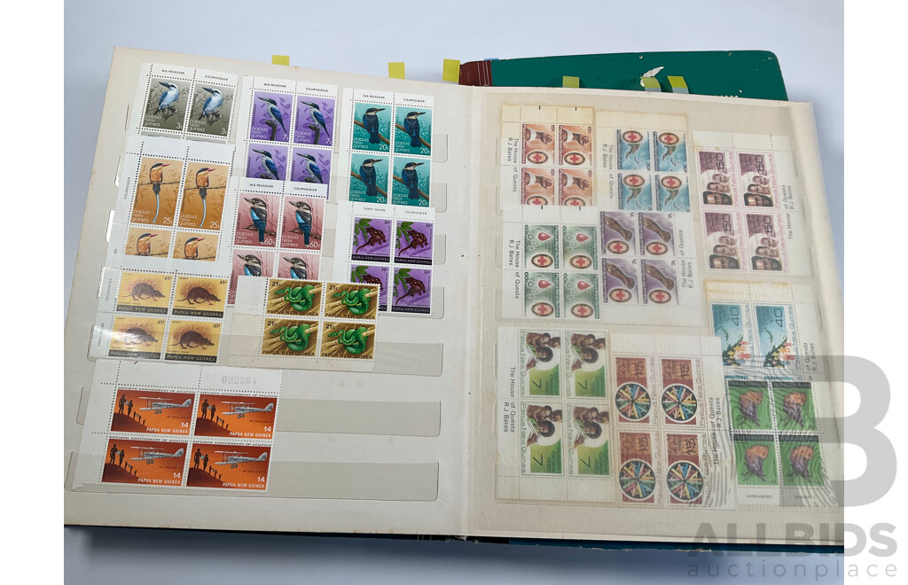 Two Albums of Vintage Papua New Guinea Stamps Including Mint Sheets, Blocks, Sets, One and Two Dollars, Stamp Packs