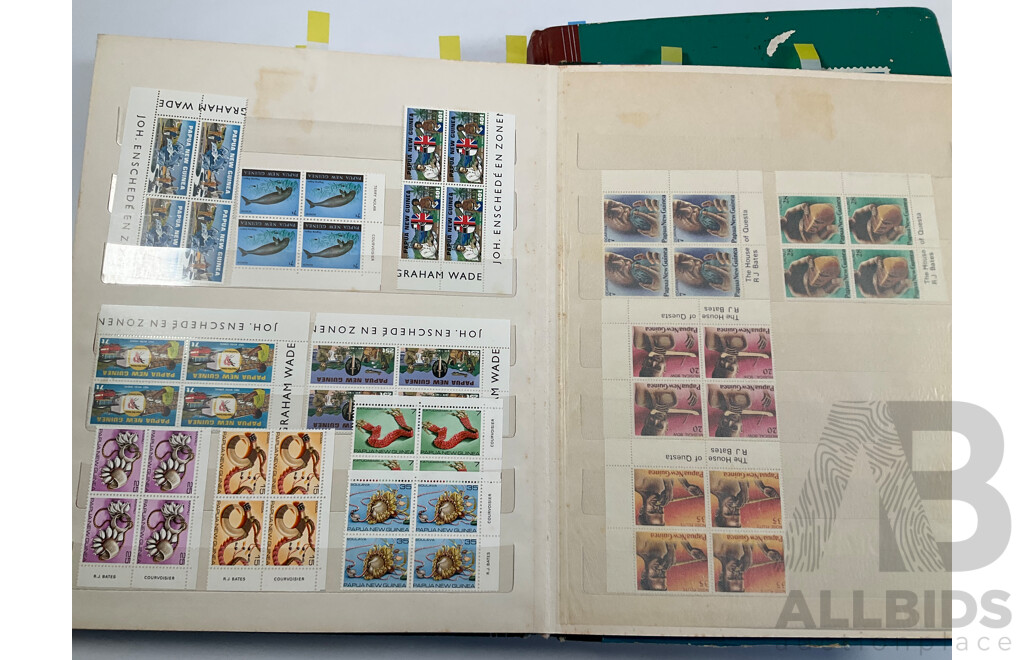 Two Albums of Vintage Papua New Guinea Stamps Including Mint Sheets, Blocks, Sets, One and Two Dollars, Stamp Packs