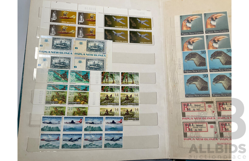 Two Albums of Vintage Papua New Guinea Stamps Including Mint Sheets, Blocks, Sets, One and Two Dollars, Stamp Packs