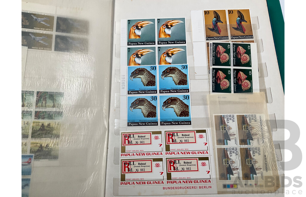 Two Albums of Vintage Papua New Guinea Stamps Including Mint Sheets, Blocks, Sets, One and Two Dollars, Stamp Packs
