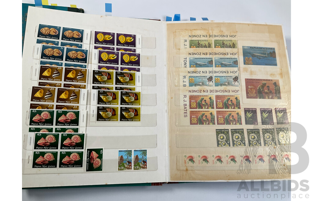 Two Albums of Vintage Papua New Guinea Stamps Including Mint Sheets, Blocks, Sets, One and Two Dollars, Stamp Packs