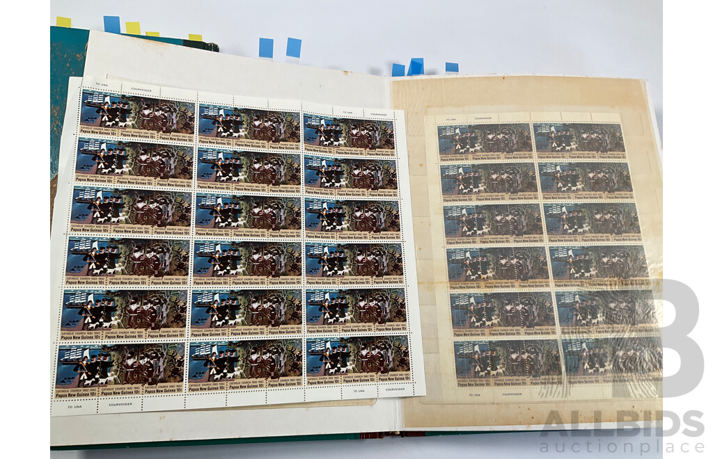 Two Albums of Vintage Papua New Guinea Stamps Including Mint Sheets, Blocks, Sets, One and Two Dollars, Stamp Packs