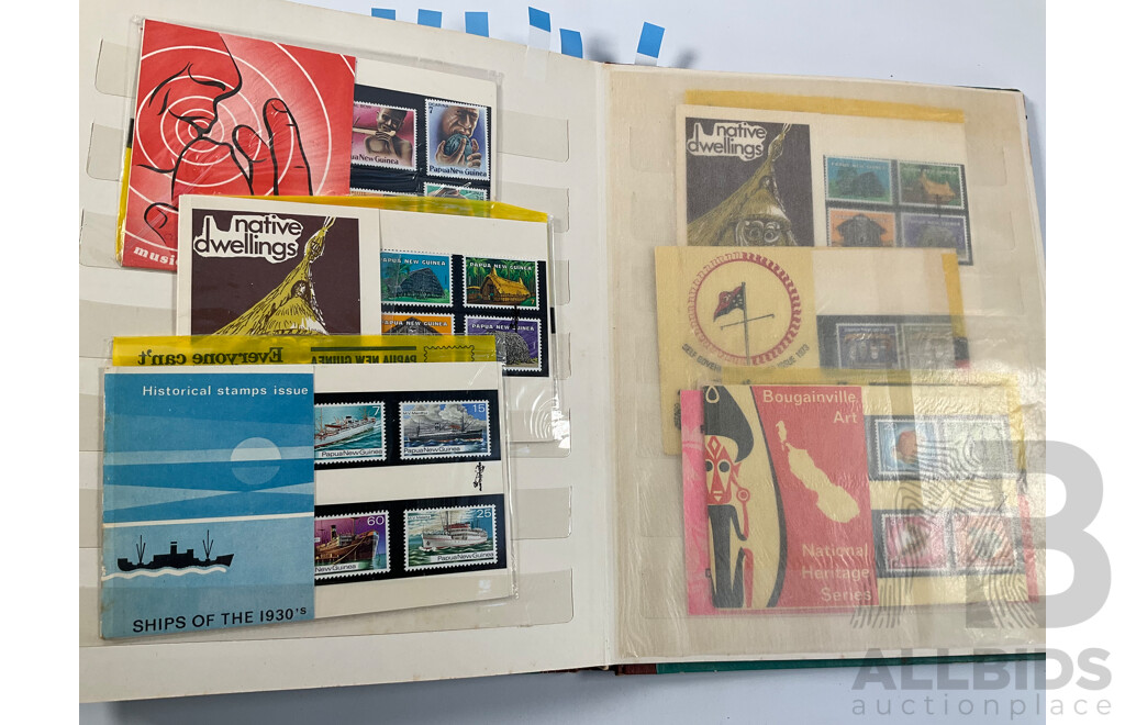 Two Albums of Vintage Papua New Guinea Stamps Including Mint Sheets, Blocks, Sets, One and Two Dollars, Stamp Packs