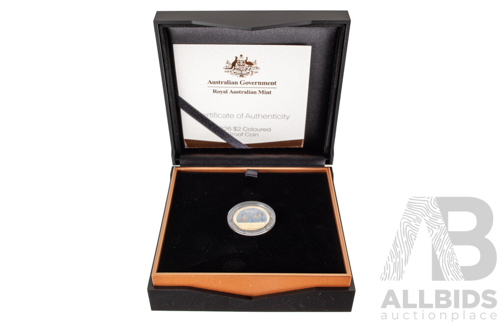 Australian RAM 2026 Proof Coloured Two Dollar Coin, Bluey Two Dollar Bucks