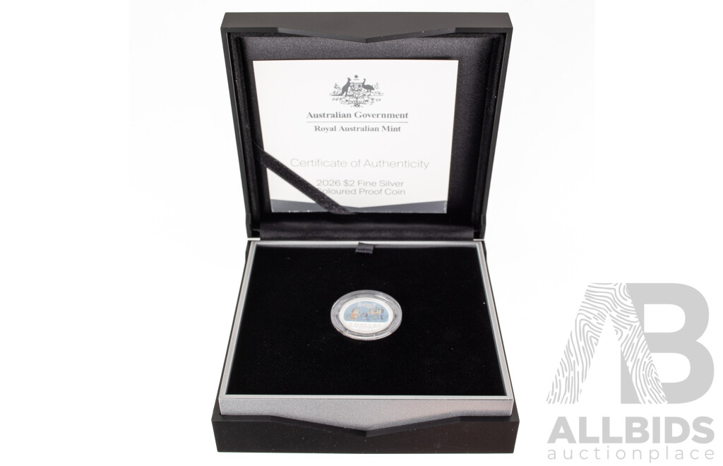 Australian RAM 2026 Silver Proof Coloured Two Dollar Coin, Bluey Two Dollar Bucks .999