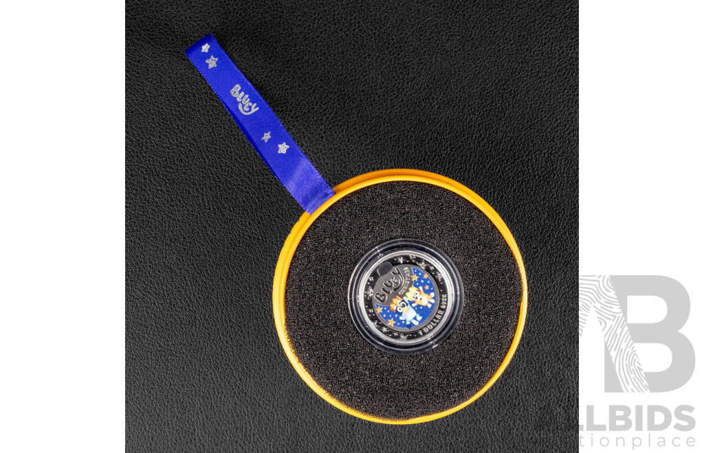 Australian RAM 2025 Silver Proof Coloured One Dollar Coin, Bluey Christmas, One Dollar Buck .999