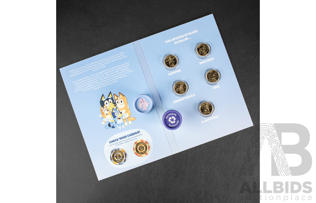 Australian 2026 Seven Commemorative Bluey Two Dollar Coin Set