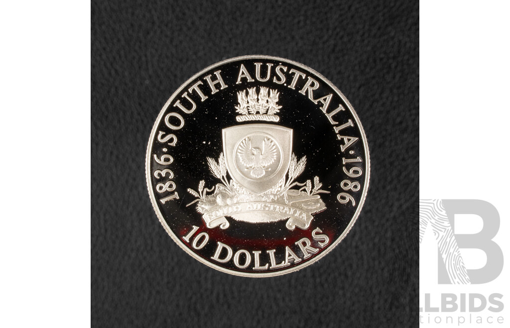 Australian 1986 Silver Proof Ten Dollar Coin, State Series South Australia .925