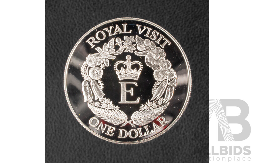 New Zealand Royal Mint 1986 Silver Proof One Dollar Coin, Royal Visit .925