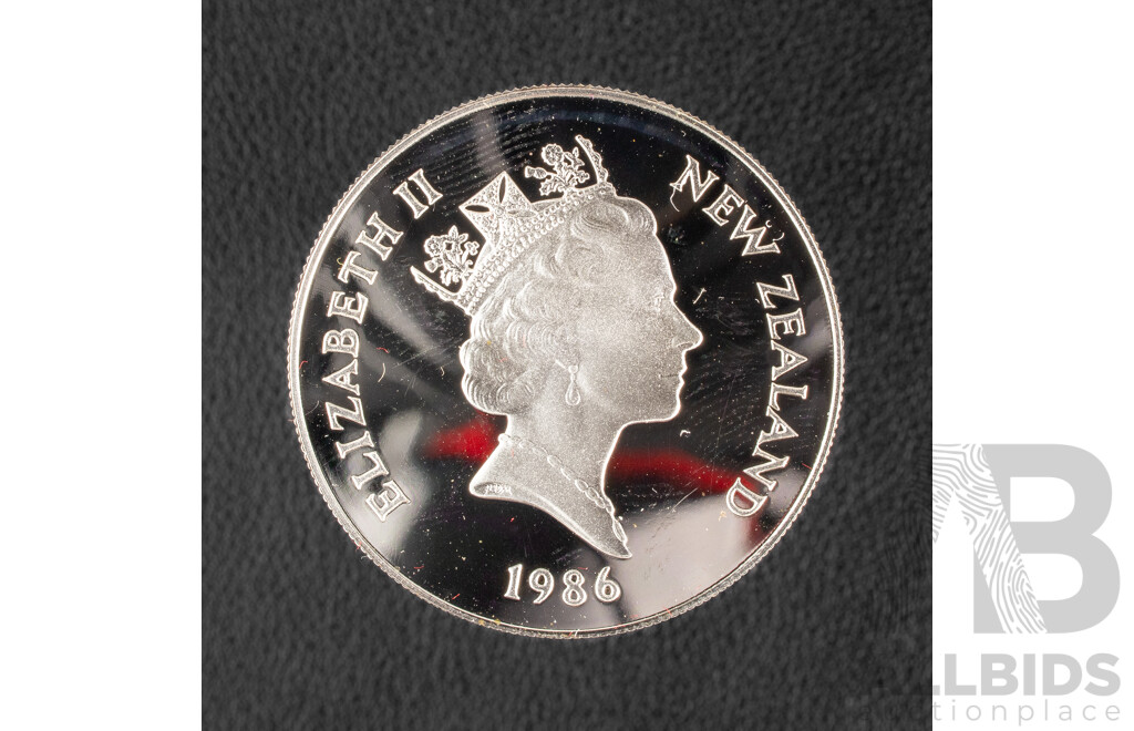 New Zealand Royal Mint 1986 Silver Proof One Dollar Coin, Royal Visit .925