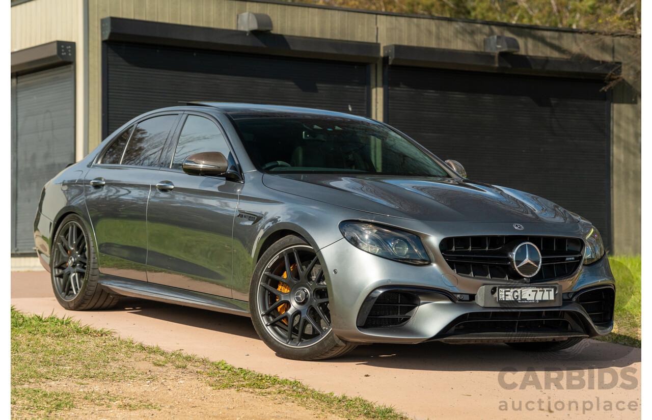 08/2018 Mercedes Benz E63 S AMG 4Matic+ (AWD) MY18 W213 4d Sedan Selenite Grey Metallic Twin Turbo V8 4.0L