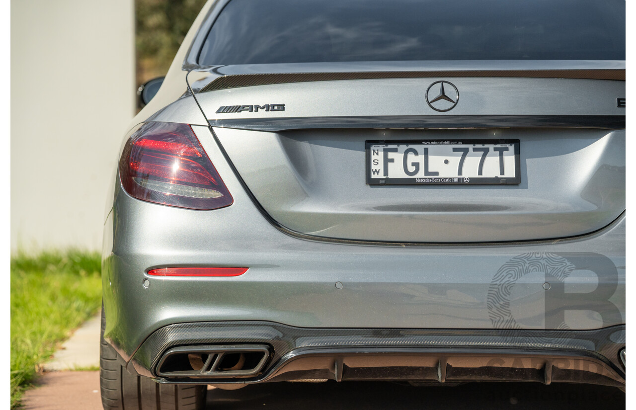 08/2018 Mercedes Benz E63 S AMG 4Matic+ (AWD) MY18 W213 4d Sedan Selenite Grey Metallic Twin Turbo V8 4.0L