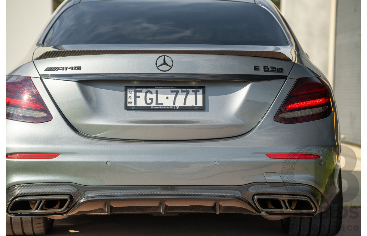 08/2018 Mercedes Benz E63 S AMG 4Matic+ (AWD) MY18 W213 4d Sedan Selenite Grey Metallic Twin Turbo V8 4.0L