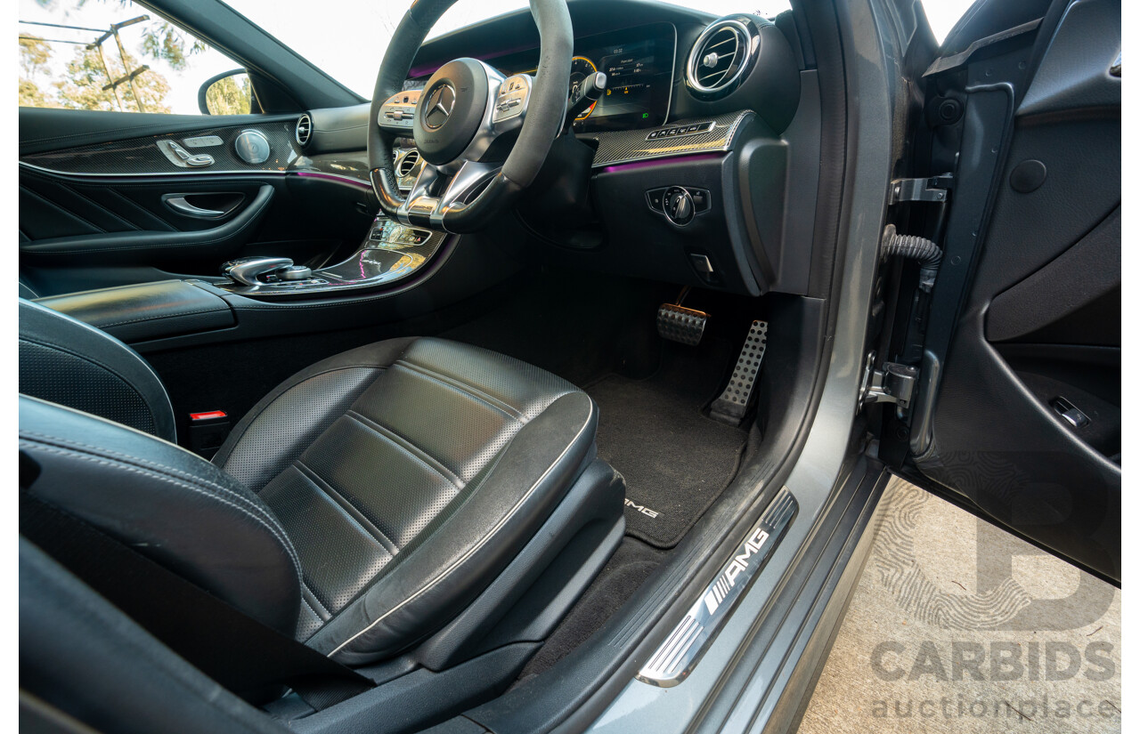 08/2018 Mercedes Benz E63 S AMG 4Matic+ (AWD) MY18 W213 4d Sedan Selenite Grey Metallic Twin Turbo V8 4.0L