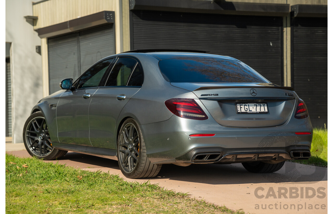08/2018 Mercedes Benz E63 S AMG 4Matic+ (AWD) MY18 W213 4d Sedan Selenite Grey Metallic Twin Turbo V8 4.0L