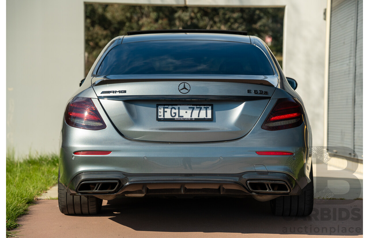08/2018 Mercedes Benz E63 S AMG 4Matic+ (AWD) MY18 W213 4d Sedan Selenite Grey Metallic Twin Turbo V8 4.0L