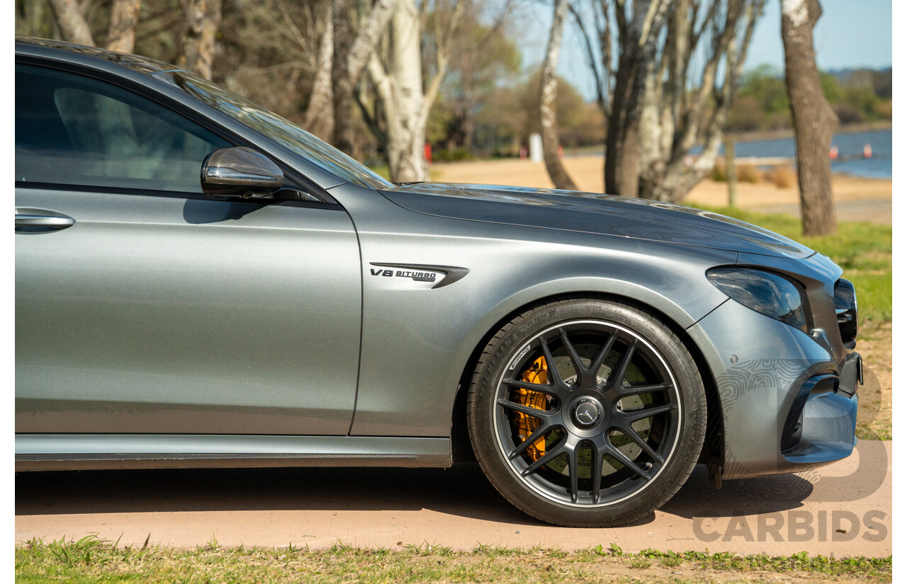 08/2018 Mercedes Benz E63 S AMG 4Matic+ (AWD) MY18 W213 4d Sedan Selenite Grey Metallic Twin Turbo V8 4.0L