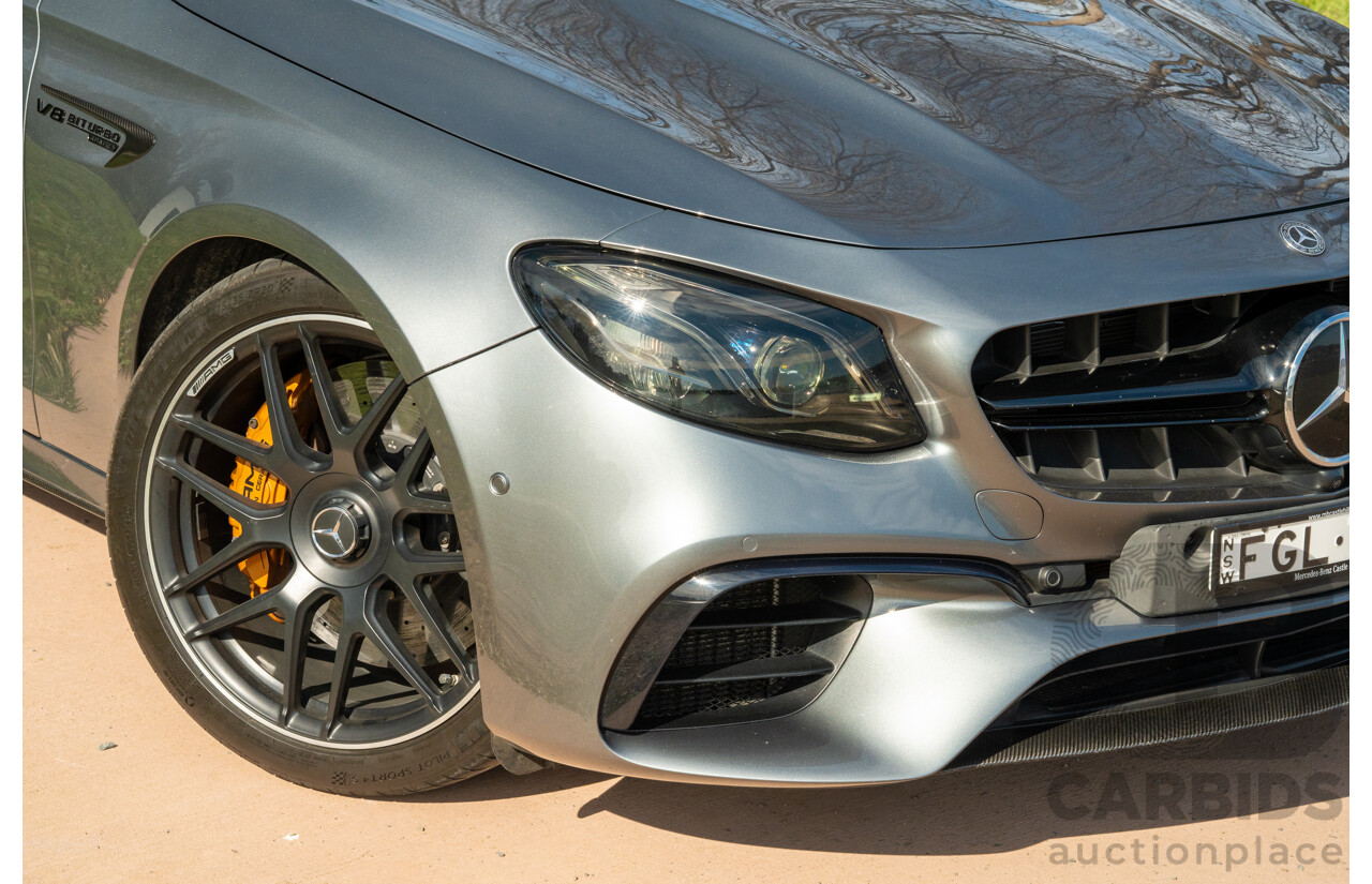 08/2018 Mercedes Benz E63 S AMG 4Matic+ (AWD) MY18 W213 4d Sedan Selenite Grey Metallic Twin Turbo V8 4.0L