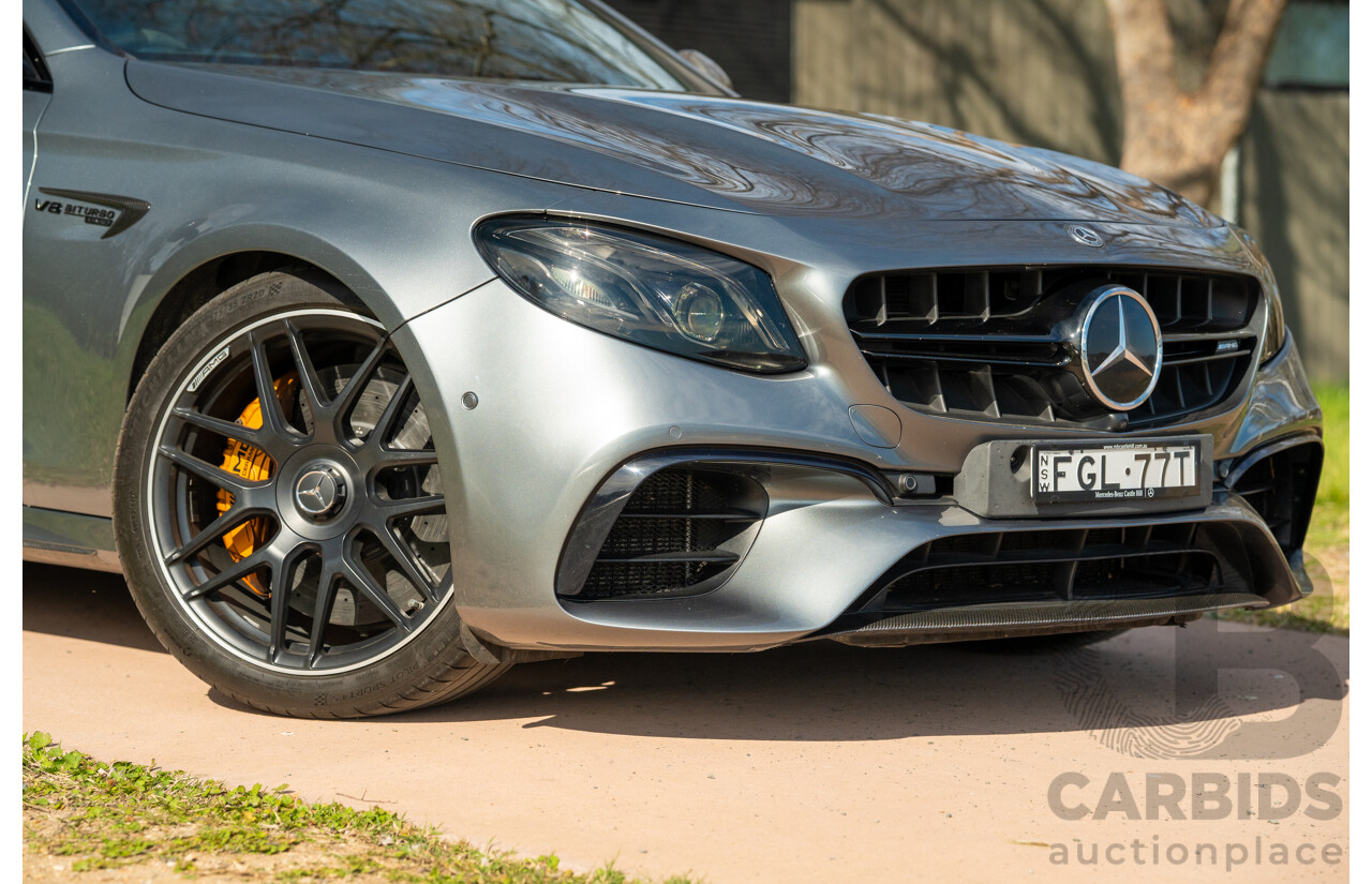 08/2018 Mercedes Benz E63 S AMG 4Matic+ (AWD) MY18 W213 4d Sedan Selenite Grey Metallic Twin Turbo V8 4.0L