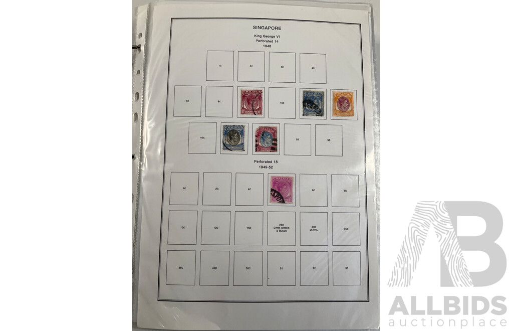 Album of Vintage Stamps Including Singapore, Slovakia, South Africa, Sothren Rhodesia, Spain, Sri Lanka, St Lucia, St Vicent, Straits Settlements, Surinam, Sudan, Sweden, Switzerland
