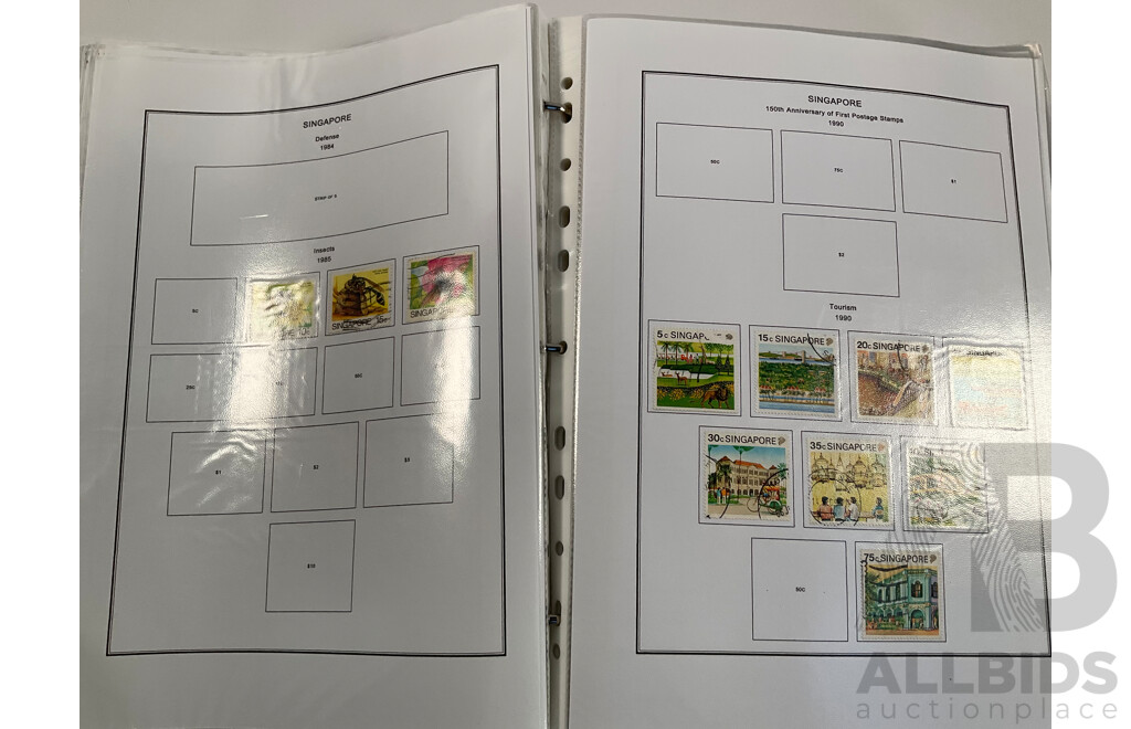 Album of Vintage Stamps Including Singapore, Slovakia, South Africa, Sothren Rhodesia, Spain, Sri Lanka, St Lucia, St Vicent, Straits Settlements, Surinam, Sudan, Sweden, Switzerland