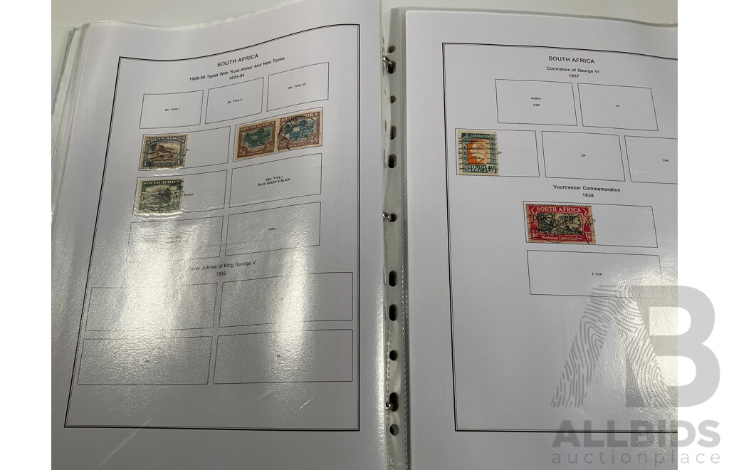 Album of Vintage Stamps Including Singapore, Slovakia, South Africa, Sothren Rhodesia, Spain, Sri Lanka, St Lucia, St Vicent, Straits Settlements, Surinam, Sudan, Sweden, Switzerland
