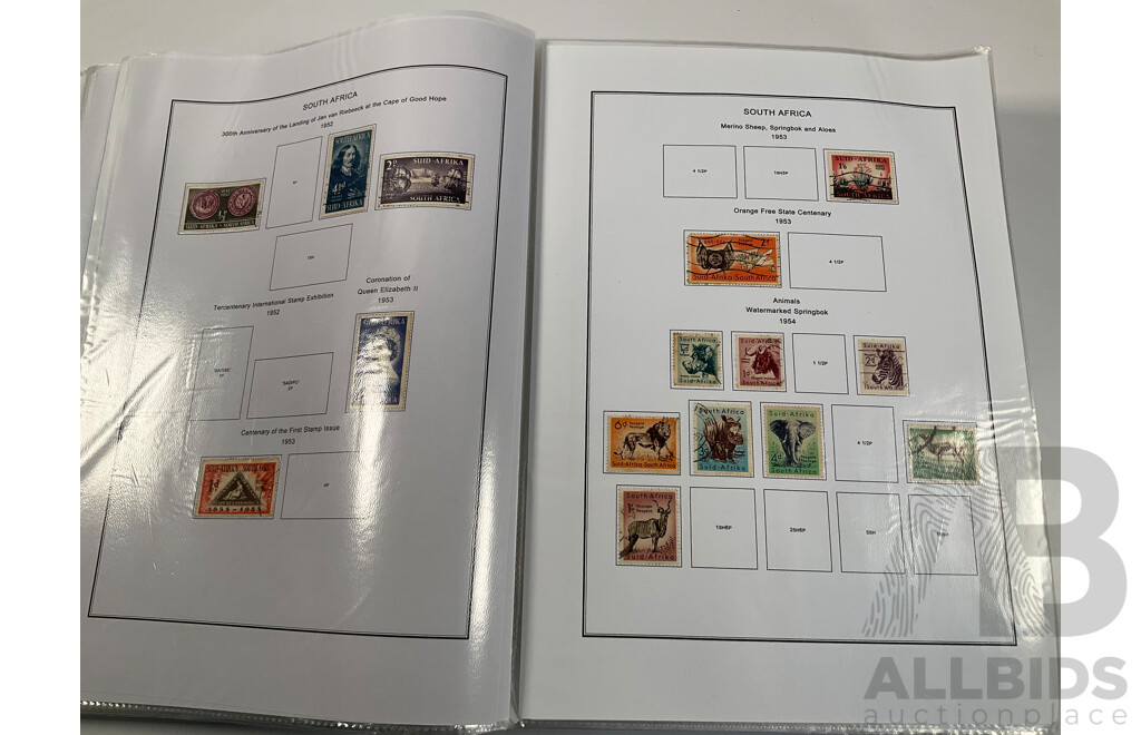 Album of Vintage Stamps Including Singapore, Slovakia, South Africa, Sothren Rhodesia, Spain, Sri Lanka, St Lucia, St Vicent, Straits Settlements, Surinam, Sudan, Sweden, Switzerland