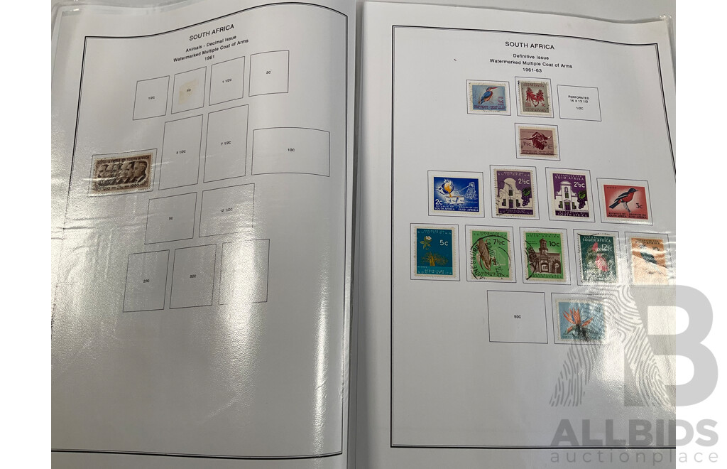 Album of Vintage Stamps Including Singapore, Slovakia, South Africa, Sothren Rhodesia, Spain, Sri Lanka, St Lucia, St Vicent, Straits Settlements, Surinam, Sudan, Sweden, Switzerland