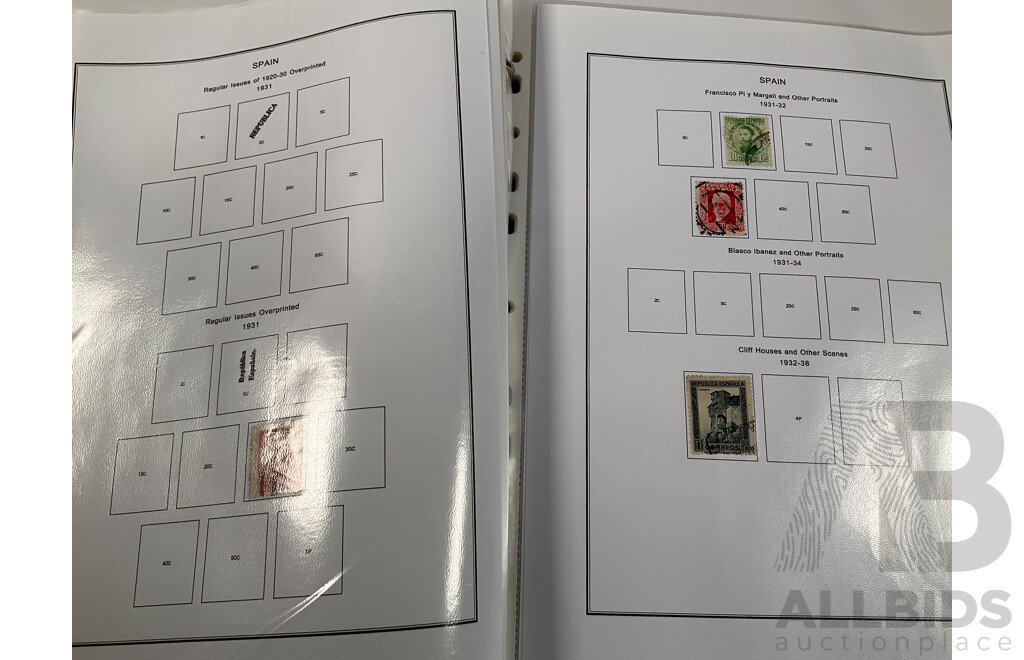 Album of Vintage Stamps Including Singapore, Slovakia, South Africa, Sothren Rhodesia, Spain, Sri Lanka, St Lucia, St Vicent, Straits Settlements, Surinam, Sudan, Sweden, Switzerland