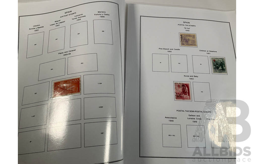 Album of Vintage Stamps Including Singapore, Slovakia, South Africa, Sothren Rhodesia, Spain, Sri Lanka, St Lucia, St Vicent, Straits Settlements, Surinam, Sudan, Sweden, Switzerland