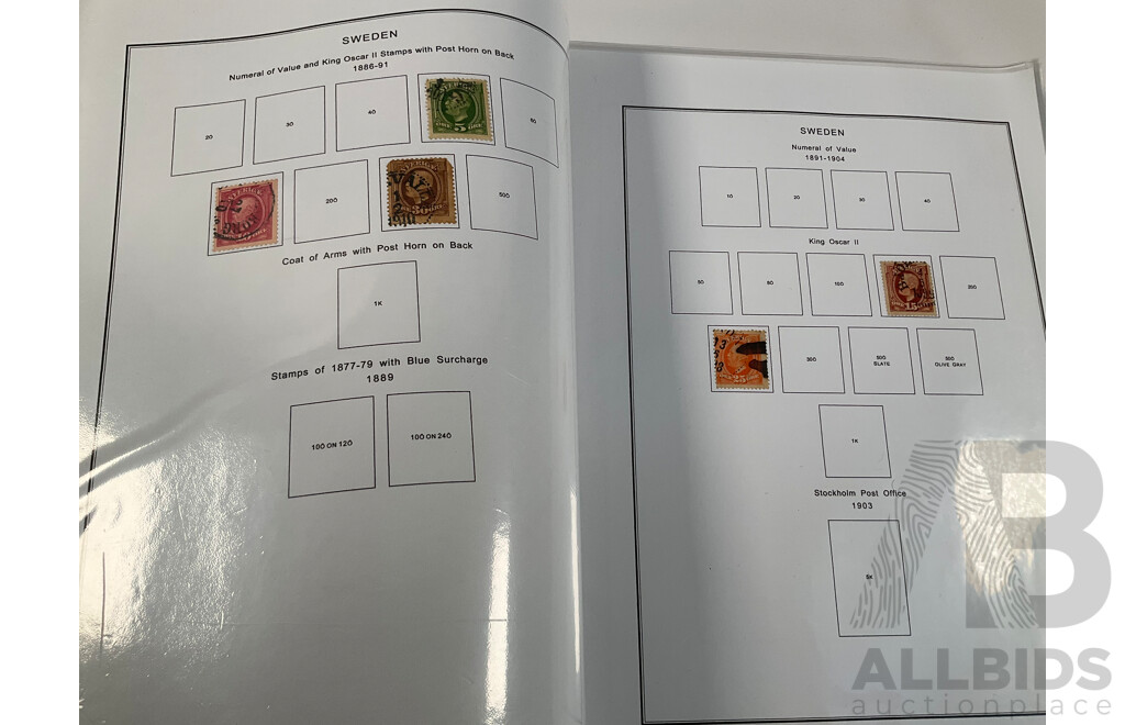 Album of Vintage Stamps Including Singapore, Slovakia, South Africa, Sothren Rhodesia, Spain, Sri Lanka, St Lucia, St Vicent, Straits Settlements, Surinam, Sudan, Sweden, Switzerland