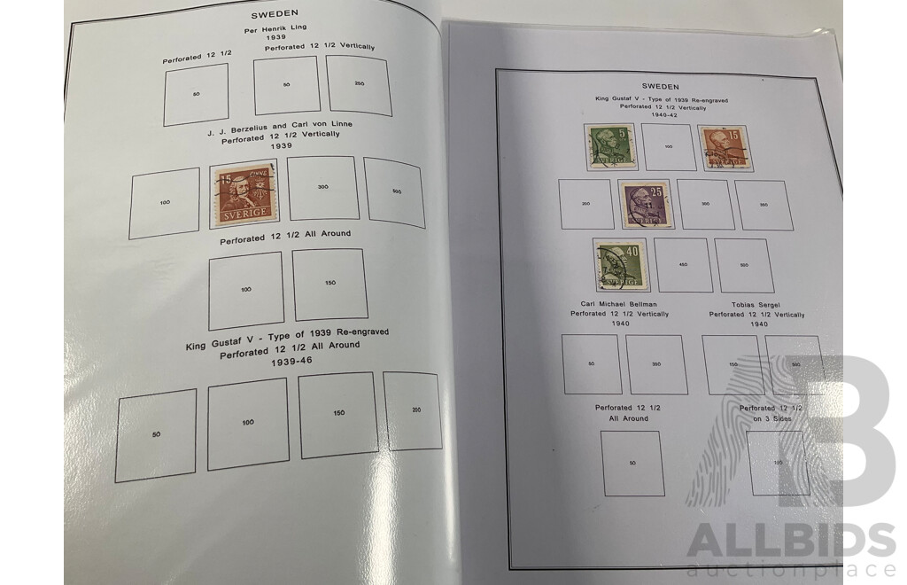 Album of Vintage Stamps Including Singapore, Slovakia, South Africa, Sothren Rhodesia, Spain, Sri Lanka, St Lucia, St Vicent, Straits Settlements, Surinam, Sudan, Sweden, Switzerland