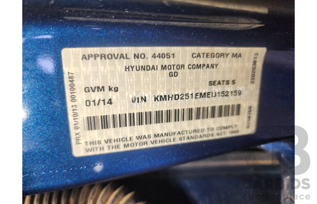 01/2014 Hyundai i30 Active GD MY14 5d Hatchback Blue 1.8L