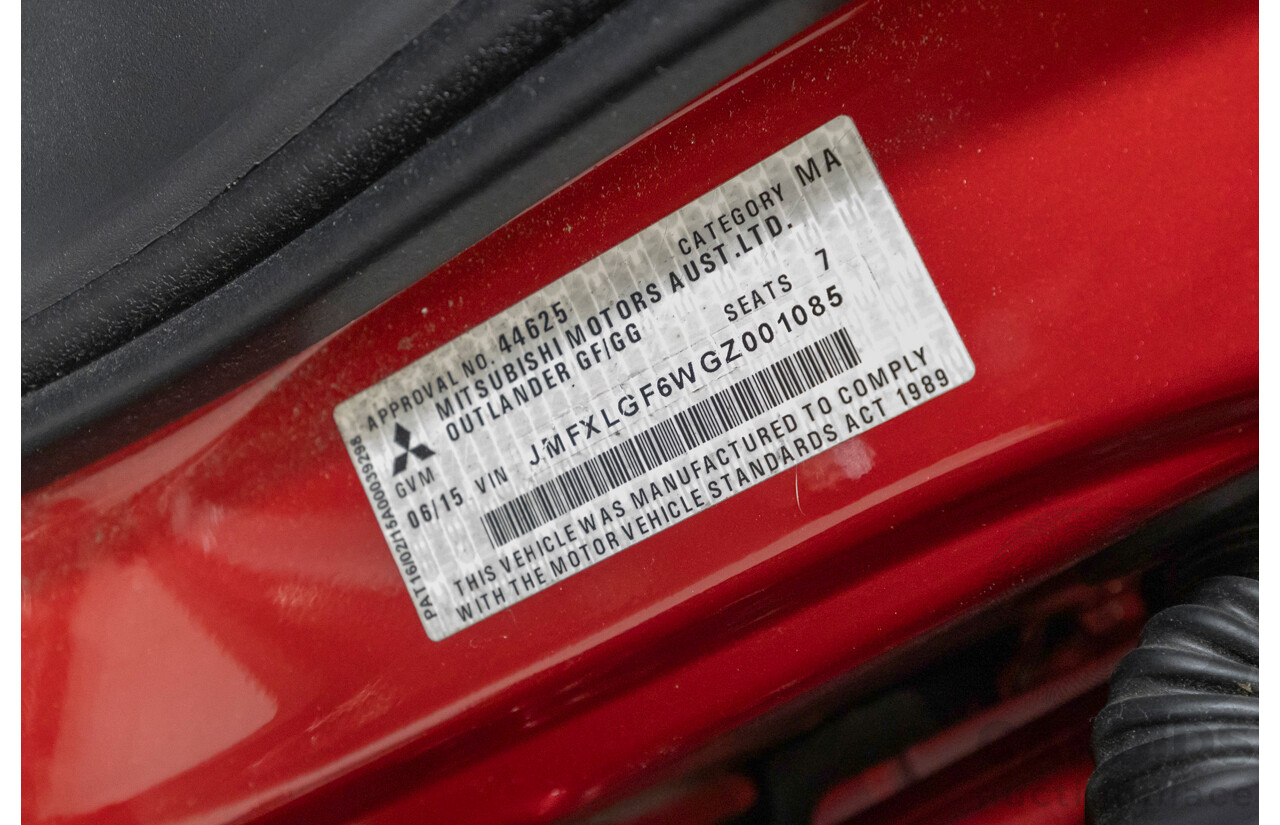 6/2015 Mitsubishi Outlander Exceed (4x4) ZK MY16 4d Wagon Rally Red Metallic Turbo 2.3L - 7 Seater