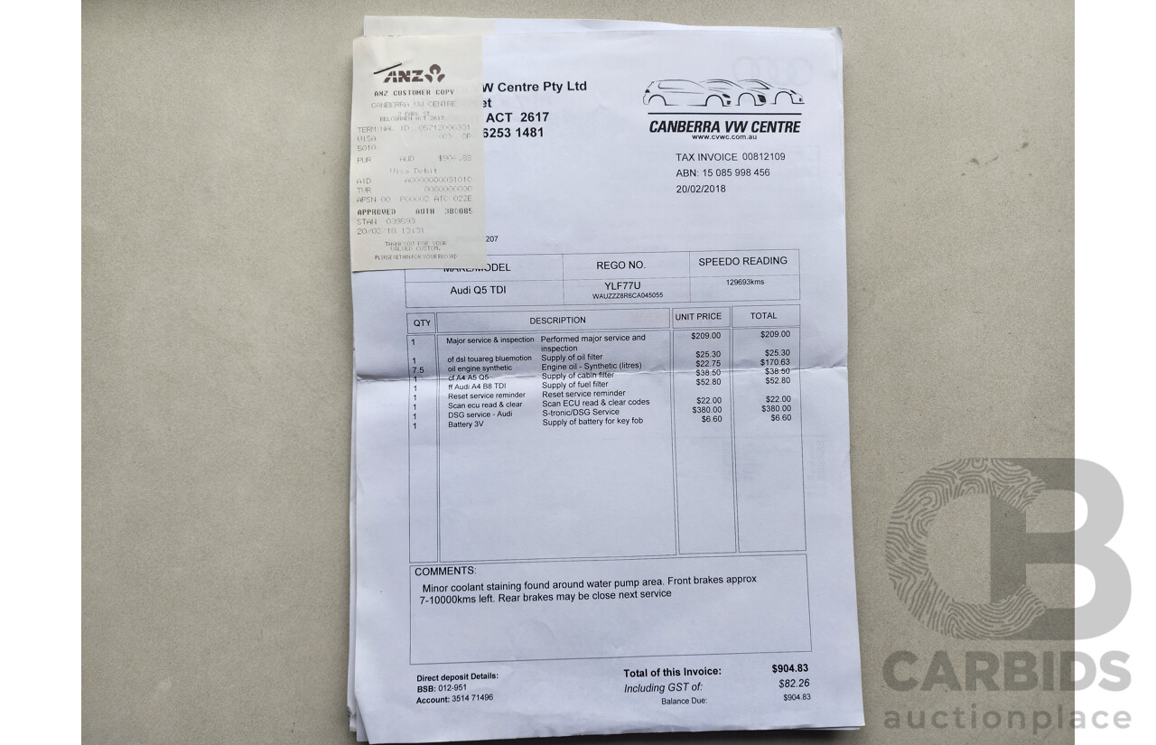 01/2012 Audi Q5 3.0 TDI Quattro 8R MY12 4d Wagon White 3.0L