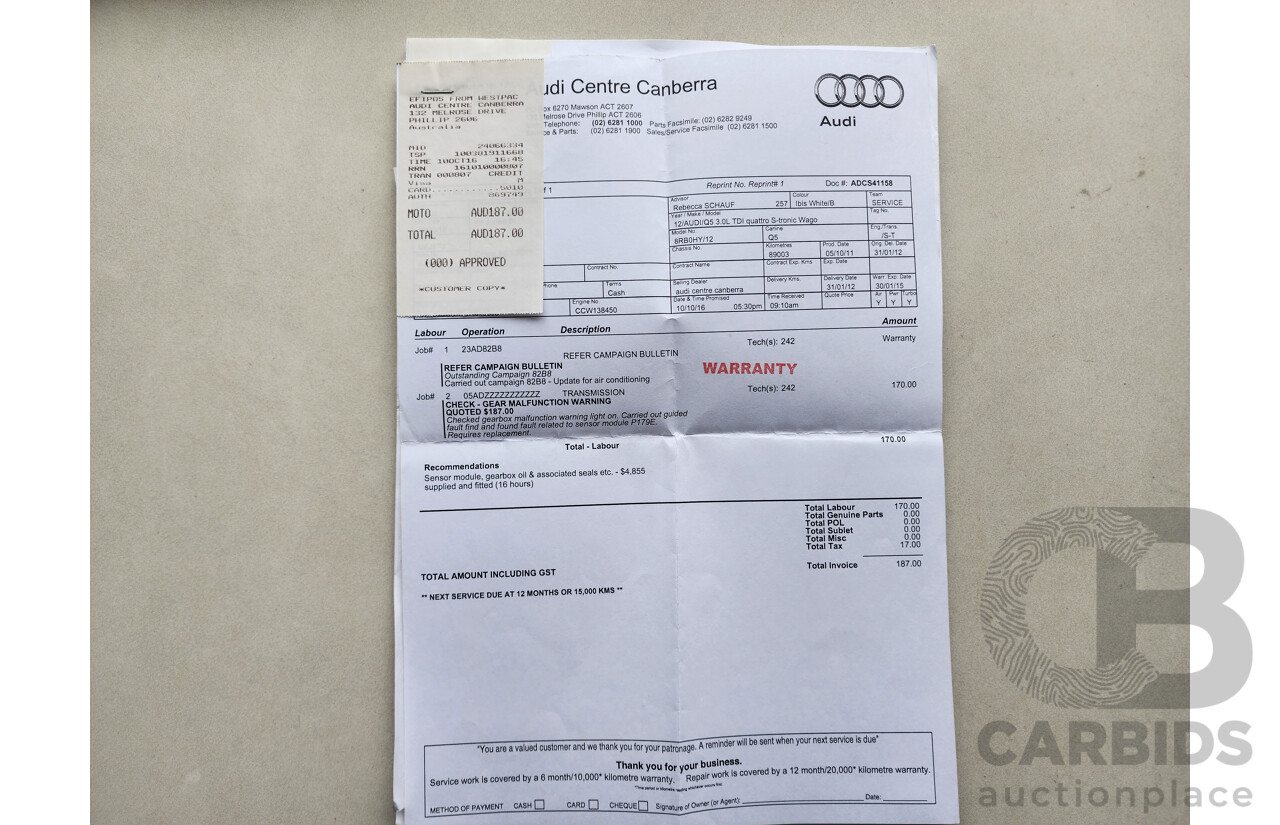 01/2012 Audi Q5 3.0 TDI Quattro 8R MY12 4d Wagon White 3.0L