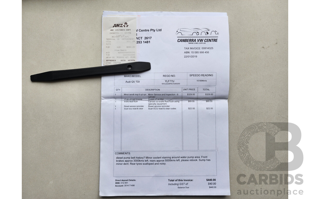 01/2012 Audi Q5 3.0 TDI Quattro 8R MY12 4d Wagon White 3.0L