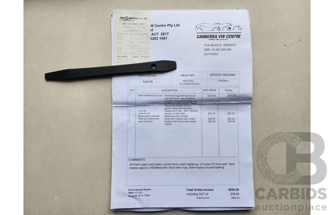 01/2012 Audi Q5 3.0 TDI Quattro 8R MY12 4d Wagon White 3.0L