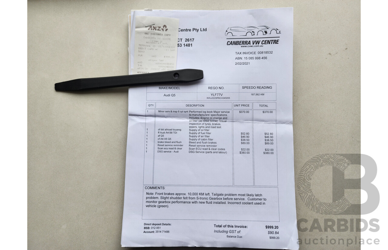 01/2012 Audi Q5 3.0 TDI Quattro 8R MY12 4d Wagon White 3.0L