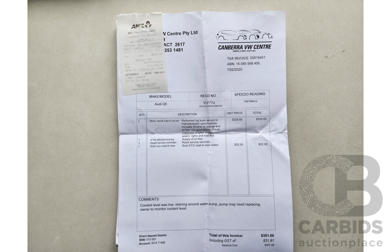 01/2012 Audi Q5 3.0 TDI Quattro 8R MY12 4d Wagon White 3.0L