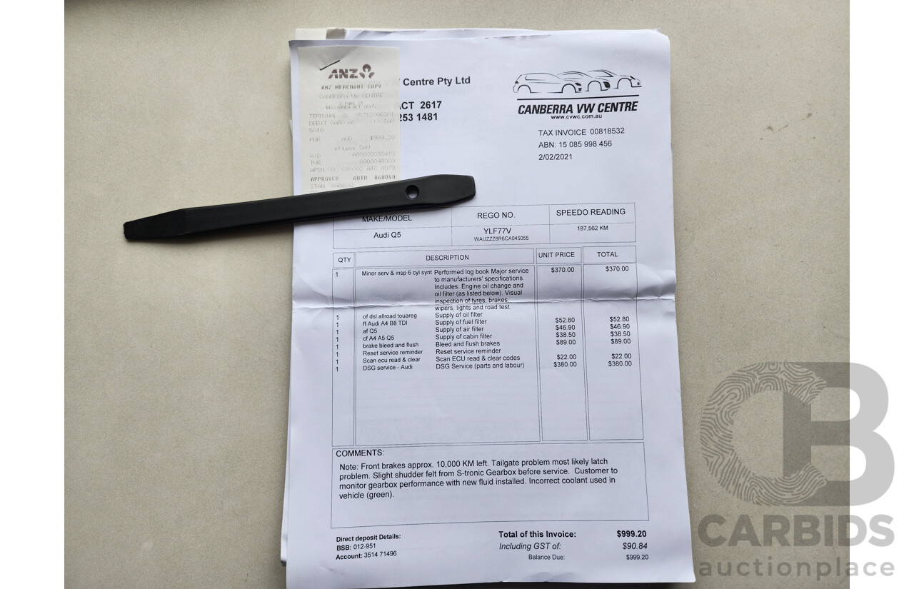 01/2012 Audi Q5 3.0 TDI Quattro 8R MY12 4d Wagon White 3.0L