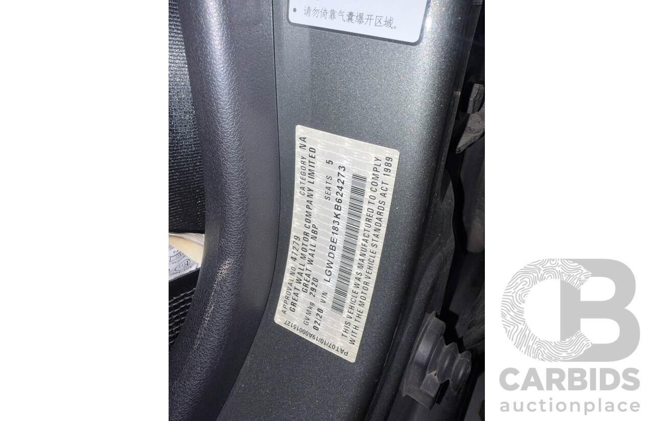 02/2020 Great Wall Steed NBP Dual Cab Utility Grey Turbo Diesel 2.0L