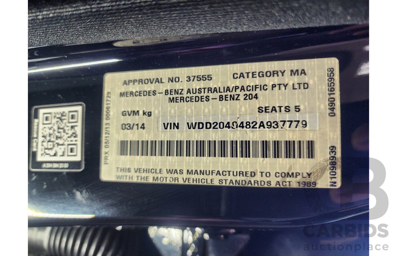 03/2014 Mercedes-Benz C200  W204 MY14 4d Sedan Black 1.8L