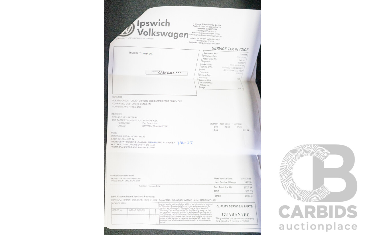 2/2014 Volkswagen Golf GTi AU MY14 5d Hatchback Tornado Red Turbo 2.0L - Stage 3 APR